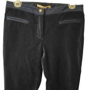Leifsdottir for Anthropologie dark blue velvet skinny pants with lace up ankle